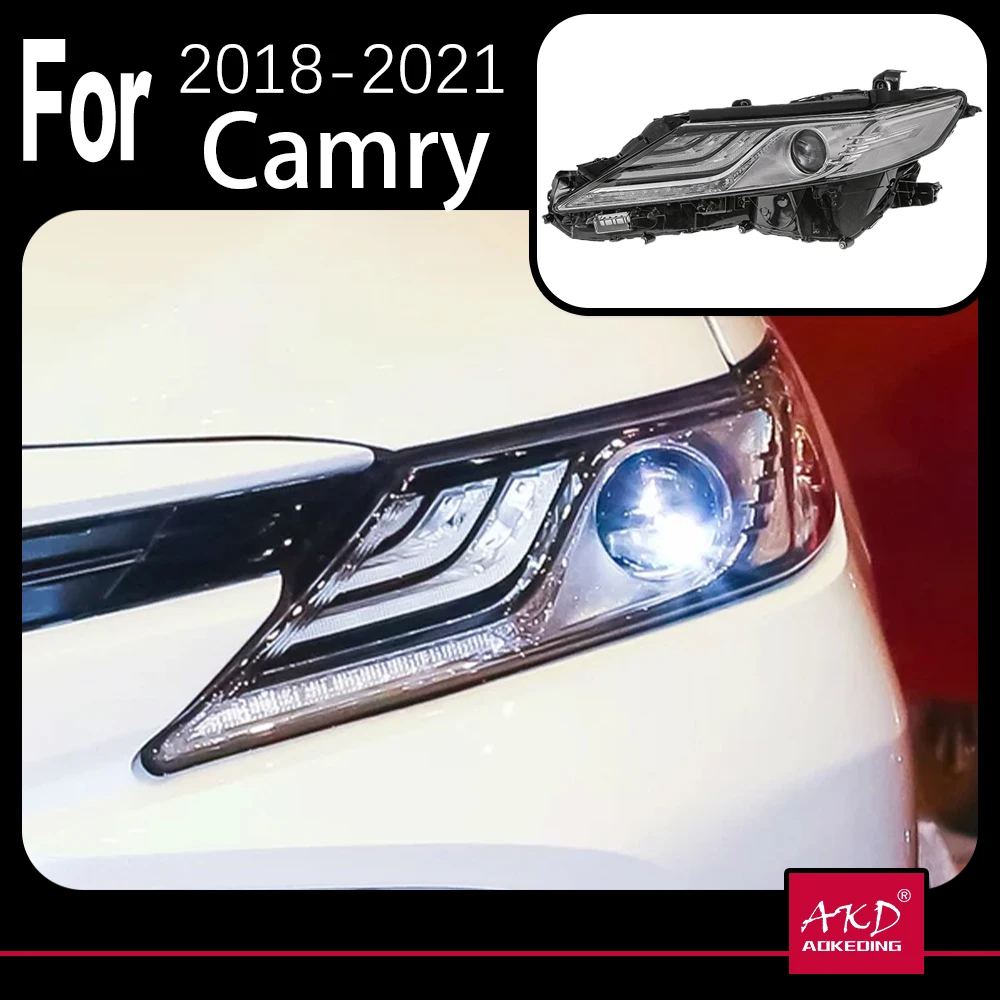 AKD Car Model for Toyota Camry Headlights 2018-2020 New Camry LED Headlight High Configuration DRL Bi Xenon Auto Accessories