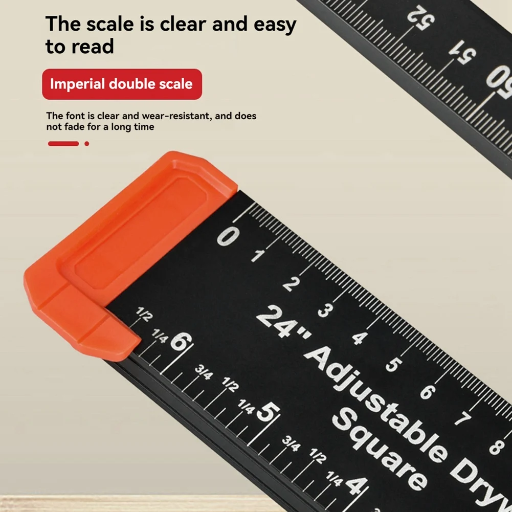 ETRT High Precision Angle Ruler Woodworking Scribe Drawing Marking Gauge Crossed-Cut T-Type Ruler Measuring Tools 35Cm