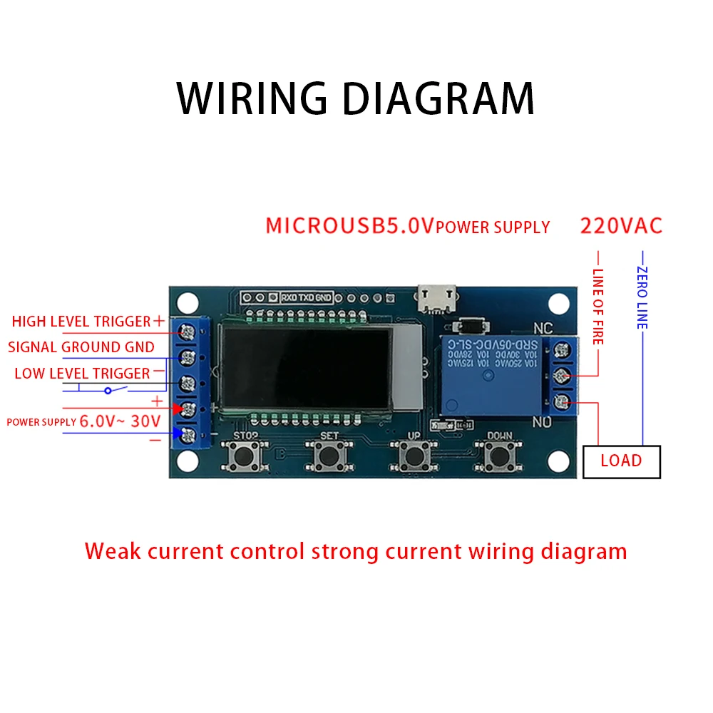 مايكرو USB 5 فولت شاشة الكريستال السائل تأخير وحدة التتابع دعم الري التلقائي وضع النوم وظيفة إيقاف الطوارئ تيار مستمر 5-30 فولت