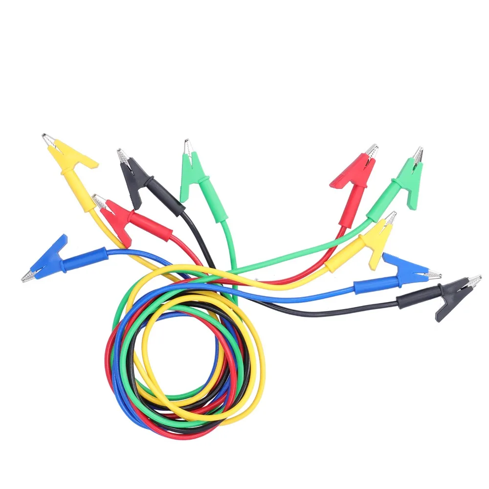 

5PCS Durable Double End Test Cable 1m 5 Colors Test Leads Alligator Clips Electronic Repair