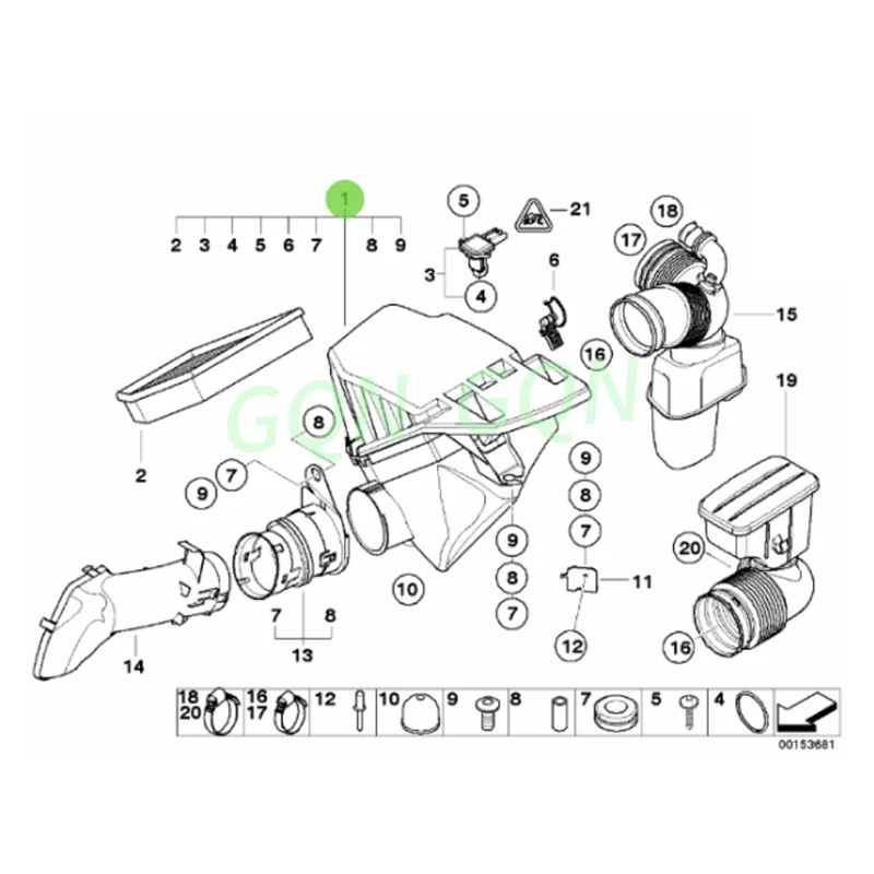 13717521030 5 Se ri es e60 525i 523i 530li 523li 525li intake muffler