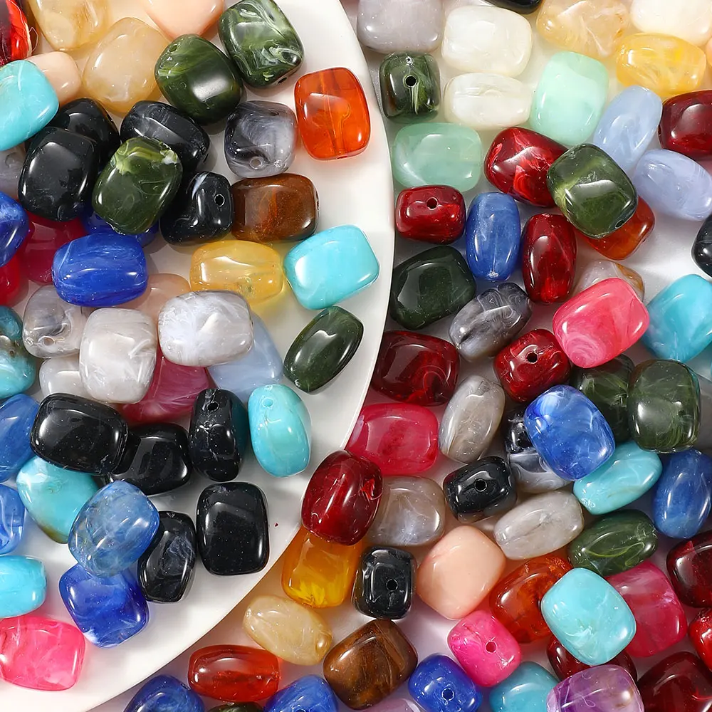 30 Stück 13x10mm bunte Acrylperlen mit Farbverlauf, gemischte glatte marmorierte lose Abstandsperlen für DIY-Armbänder, Halsketten und Schmuckzubehör – Detail 1