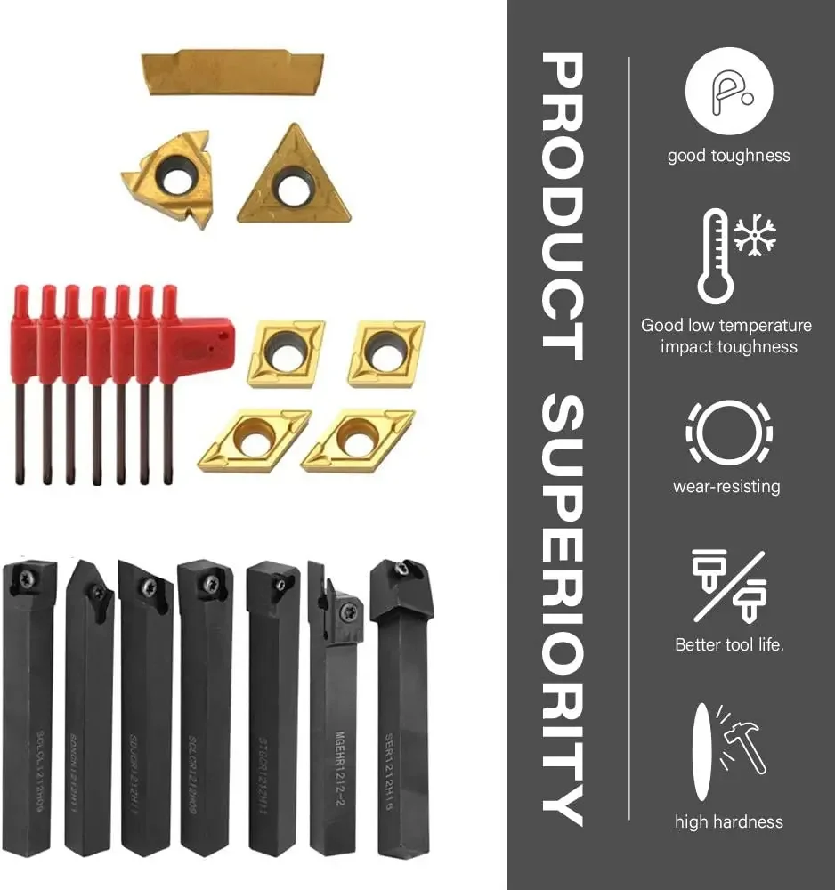 Lathe Threading Turning Tool SCLCR1212H09 Holder Insert High Wear Resistance Lathe Tool Accessories Kit External Turning Tool