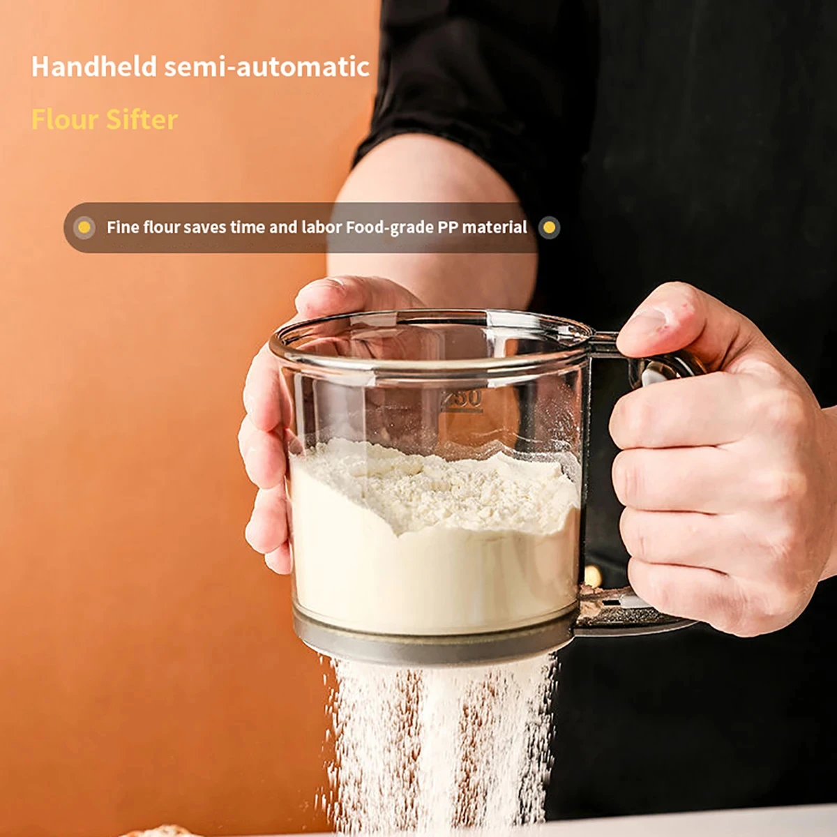 Küche Backen Kuchen Mehl Sieb 40 Mesh Halbautomatische Filter Sieb Mehl Sieb Mit Kapazität Skala