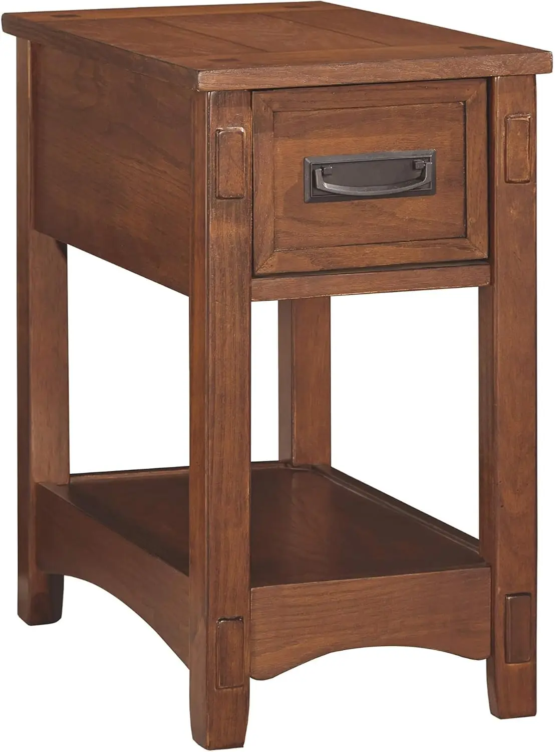 Traditional Wooden Side Table with Drawer and Fixed Shelf, Brown - Sturdy and Elegant Home Furniture