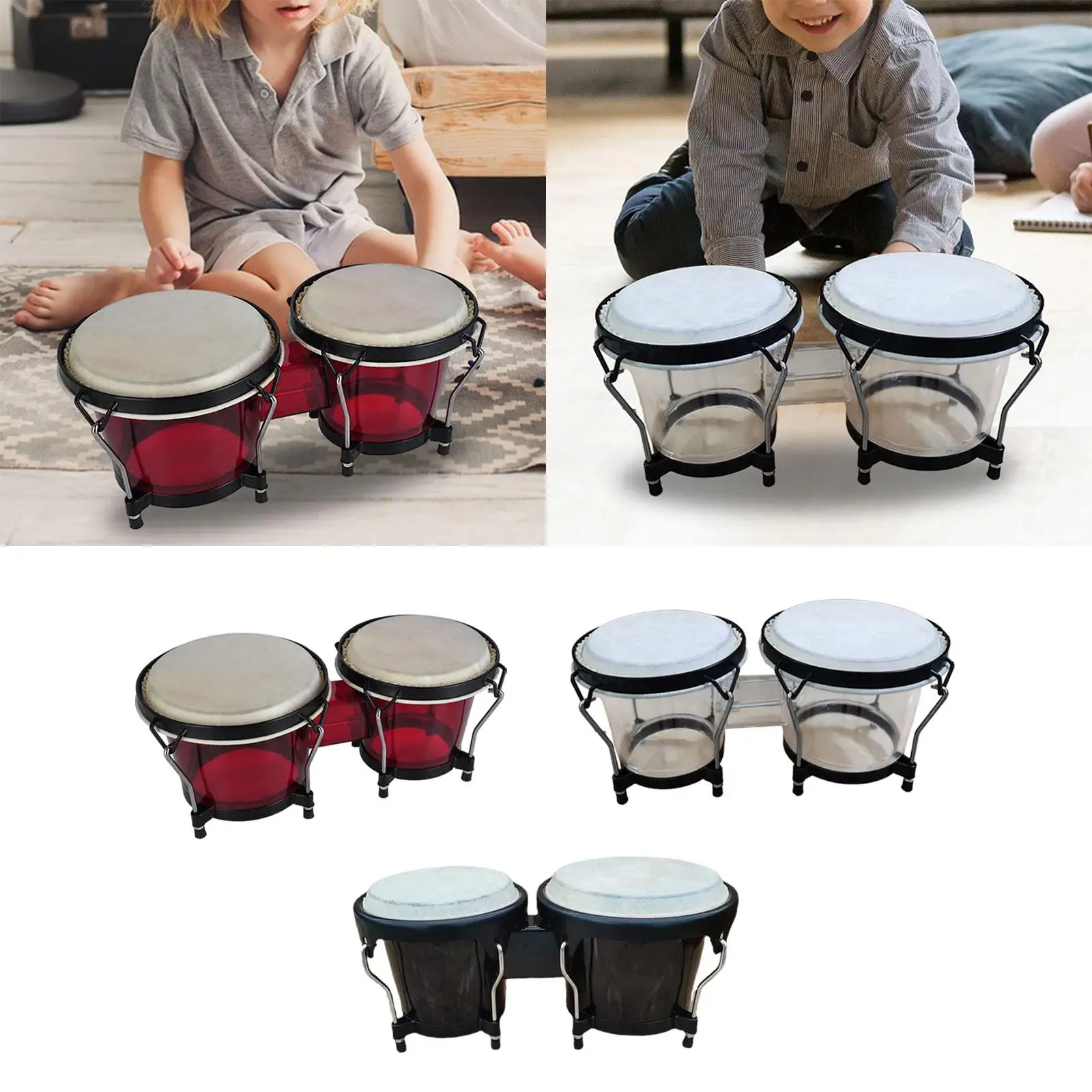 Bongo Drum Set Percussion Bongo Drum 6'' and 7'' Tunable Crafted Portable Percussion Instrument for Kids and Adults Party Toy