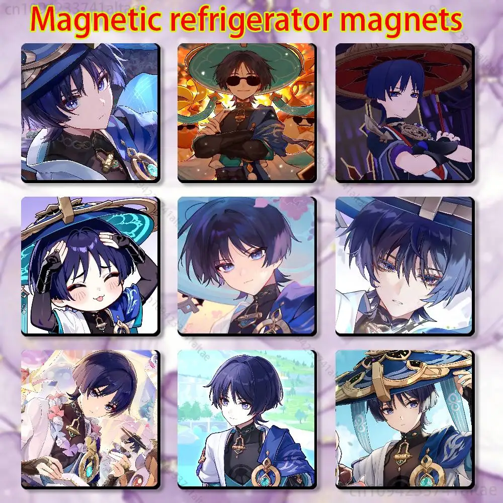 

genshin impact wanderer chibi Fridge Magnet Personalized Magnetic Durable Plastic Square Picture Surface Fridge Magnets