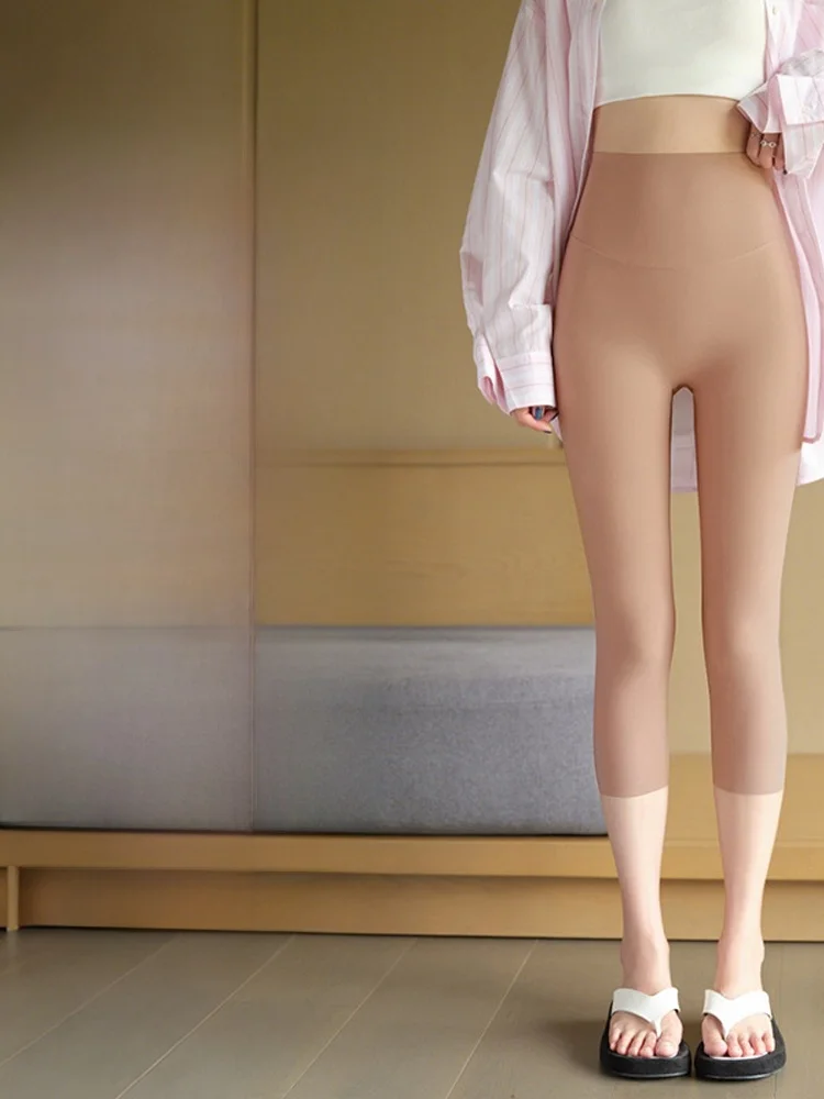 New 2025 Women's High Waist Ice Silk ark Pants Thin Fitn Yoga Tummy Control Butt Lifting Summer Outdoor Wear Base Layer