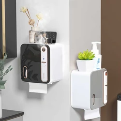 Multifunction Toilet Paper Box with Smart Aromatherapy Wall Mount Tissue Box Storage Rack Waterproof Paper Holder