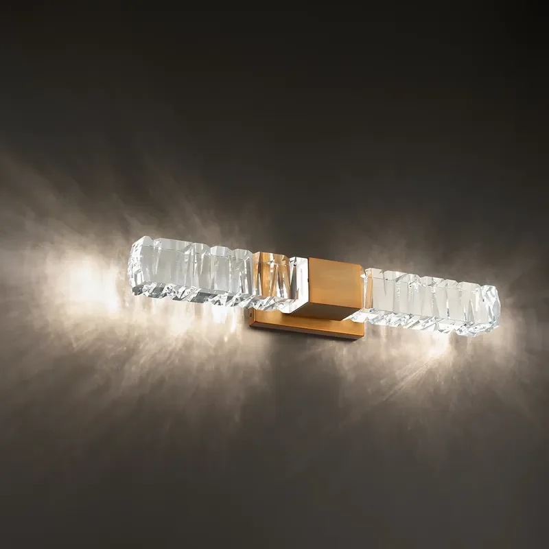 Modern LED Sconce Gold Crystal Vintage Design New Square Wall Bracket for Hotel Living Room Bedroom