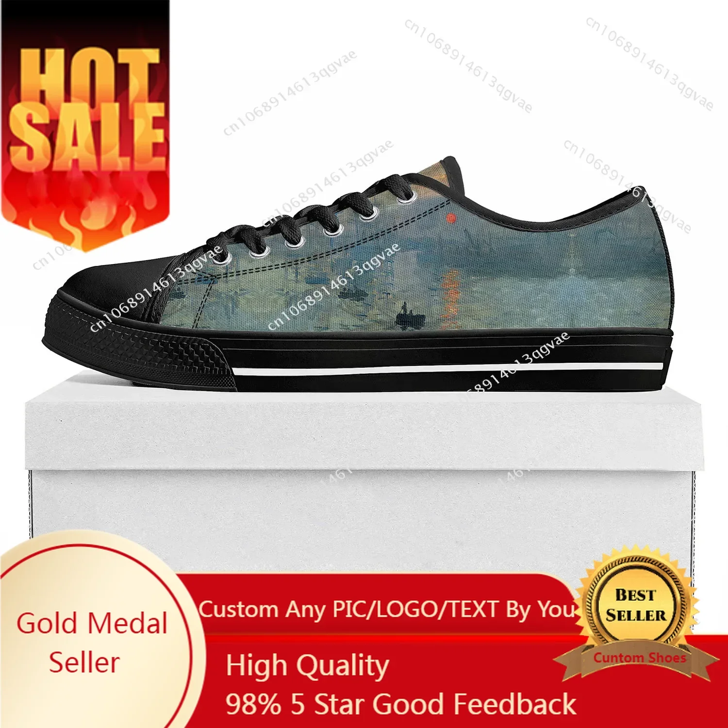 

Claude Monet Impression Sunrise Low Top Sneakers Womens Mens Teenager High Quality Sneaker Canvas Custom Shoes Customize Shoe