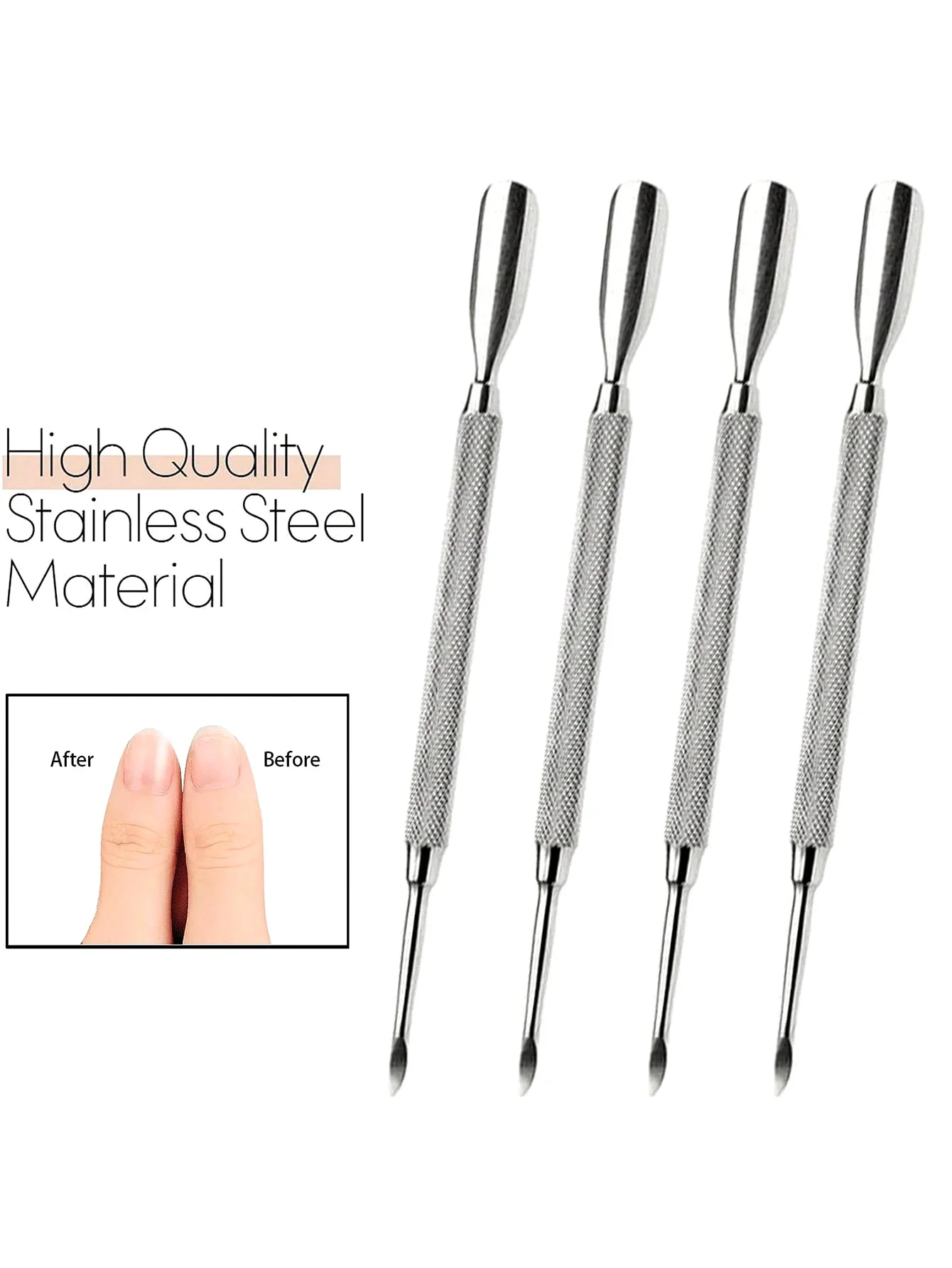 Cuticle Pusher Double Sided - Sharp Edge Spoon Shaped Dual Ended Cuticle Pusher Remover Clean Stainless Steel Manicure Pedicure