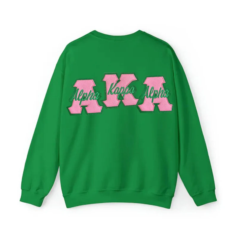 Feltro rosa e verde AKA Sorority lettere settate greche Alpha Kappa Alpha Soror ferro ricamato su toppe per felpe con cappuccio