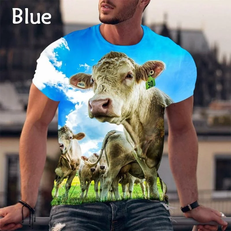 Cool Fashion Animal Cow 3d Printing Funny Fashion Casual T-shirt Short Sleeves Tee