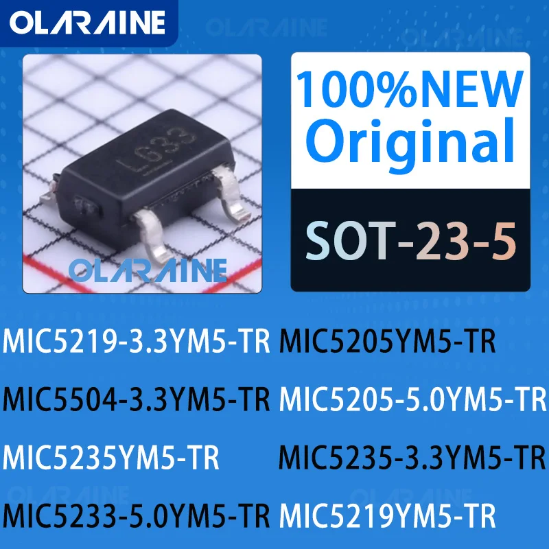 10Pcs MIC5219-3.3YM5-TR MIC5205YM5-TR MIC5504-3.3YM5-TR MIC5205-5.0YM5-TR SOT-23-5 Linear regulator (LDO) 100%brand new original