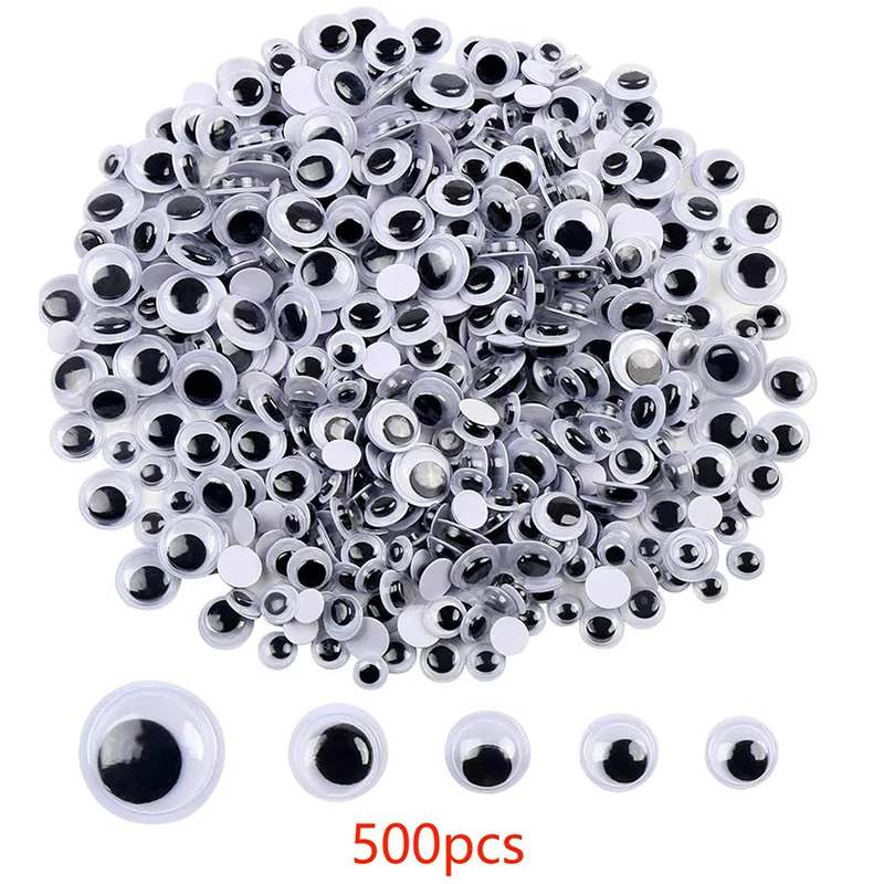 500pcs Swing Eyes Self-adhesive Black White Goose Eyes for DIY Crafts Decoration