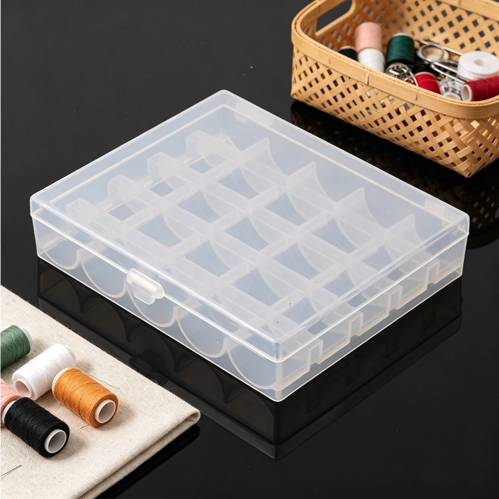 25-grid transparent household sewing thread storage box, sewing machine bobbin set storage box, material package for DIY hairpin