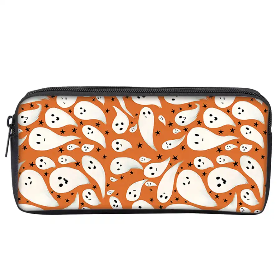 Ghost Pattern Single Layered Pencil Case With Handheld For Boy And Girls Best Gifts 2D Cartoon School Pencil Pouch  For Children