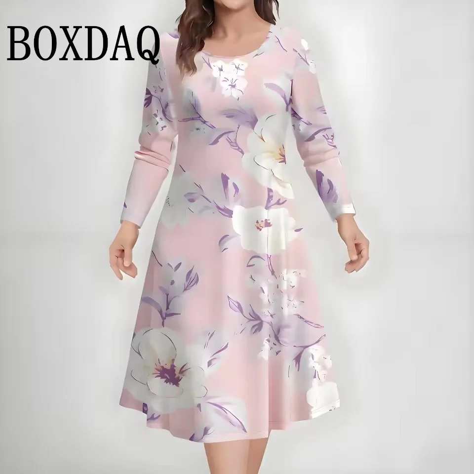Elegantes Damenkleid mit 3D-Blumenprint (Übergröße) - usage example