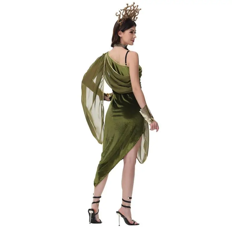 Halloween Medusa Rollenspel Outfit Bar Par Nachtclub Slangharige Heks Cosplay Traditioneel dameskostuum Toneelkostuum