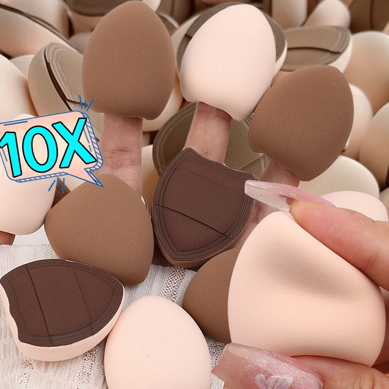 10PCS Thick Mini Finger Cosmetic Puff Professional Dry and Wet Usable Powder Puff Concealer Foundation Detail Puff Makeup Sponge