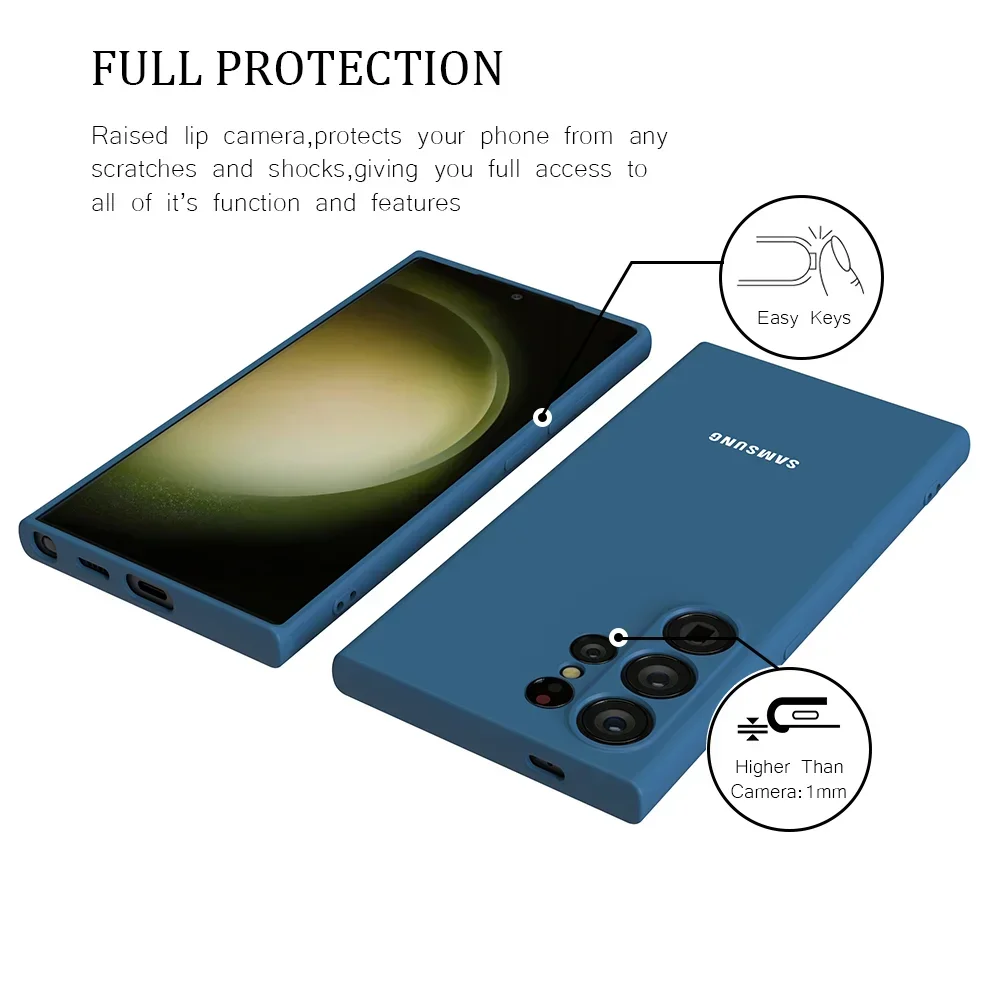 حافظة لهاتف سامسونج جالاكسي S25Ultra S24Ultra S24 S23 S22 S21 S20 Ultra Plus S23FE S21FE S20FE غطاء خلفي من السيليكون السائل