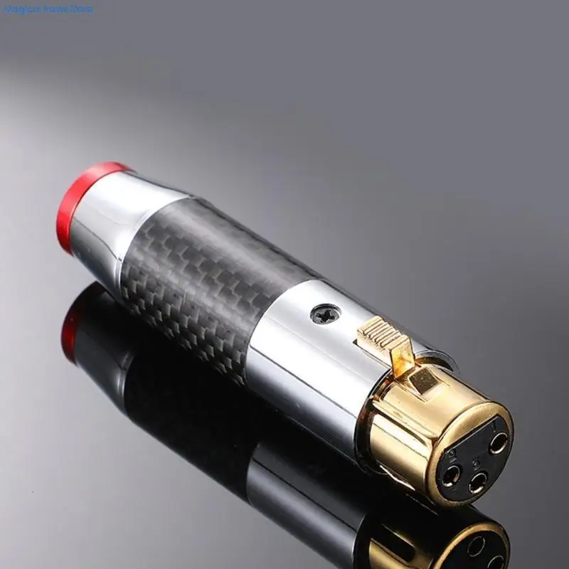 N2UB XLR Plugs Adapter 3Pin Carbon Fiber Gold-plated/Rhodium-plating XLR Male/Female Connectors Speaker AUX-Jack Socket