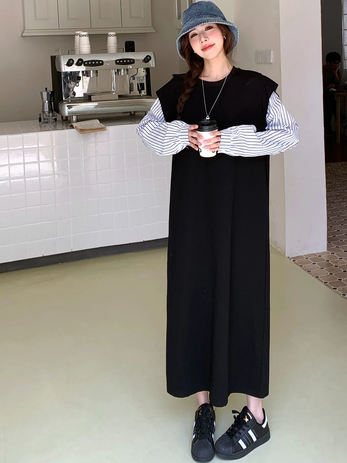 ชุดเดรสกระโปรงสไตล์เกาหลี ทรงห - Korean Style A Line Shirt Dress บทวิจารณ์และราคา
