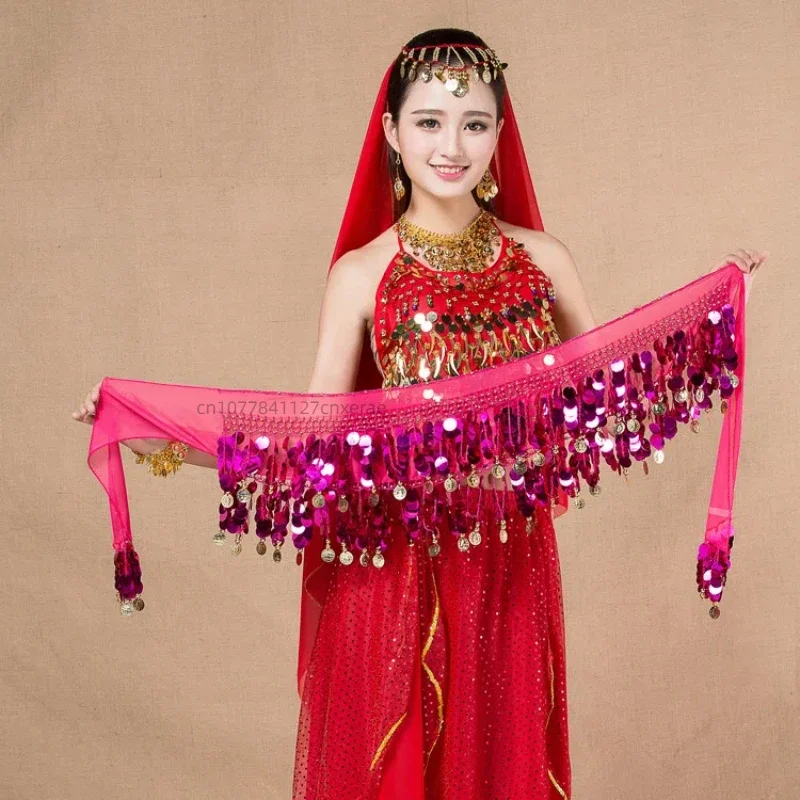 

Belly Dance Sequin Waist Chain, Copper Gong Coin Waist Scarf, Dance Performance Costume, Performance Hip Scarf, Waist Seal