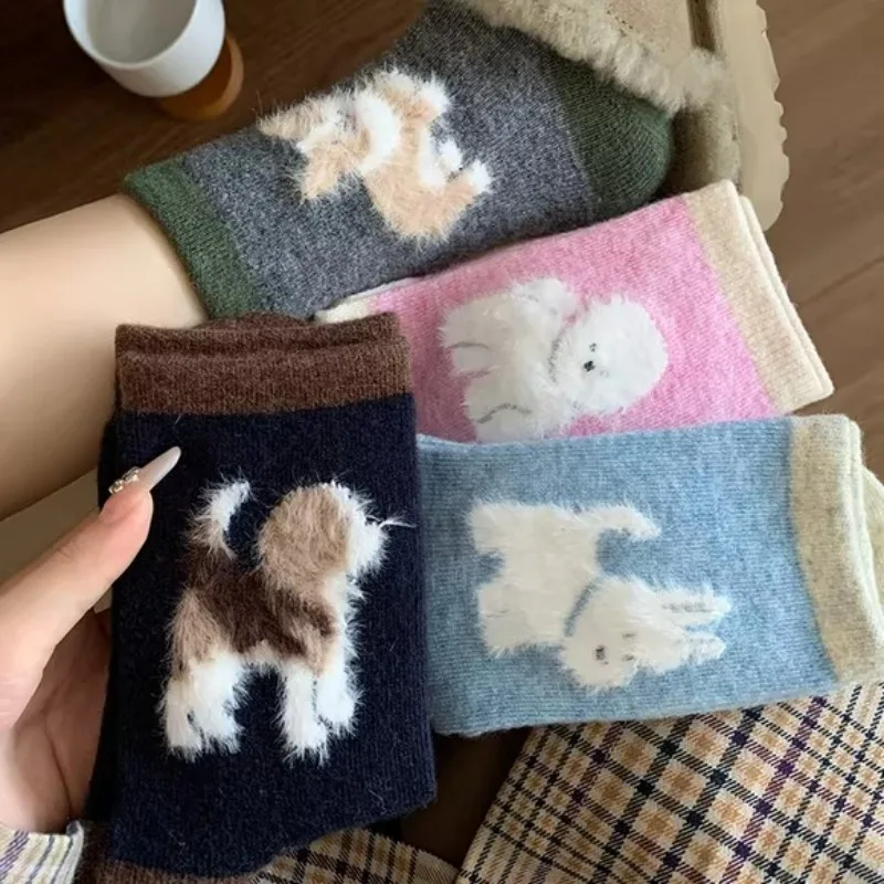 موضة Kawaii الكلب الجوارب شتاء دافئ الكرتون لطيف هزلي الحيوان منتصف أنبوب جوارب للنساء الفتيات المنزل النوم Sockings بالجملة #3