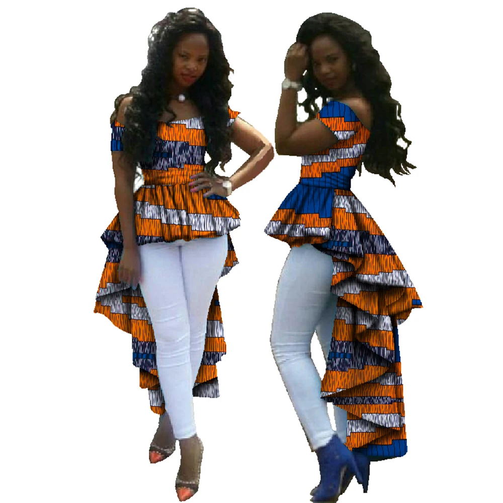 Summer Top African Clothes African Wax Cotton Print Dresses for Women Dashiki Plus Size Robes Pour Les Femmes Africai WY615