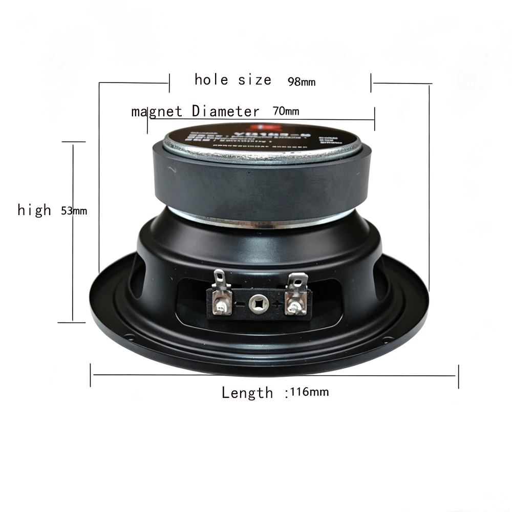 AUIN 2 Stück 4 Zoll Tieftöner-Lautsprechereinheit 8 Ohm 50W 105MM/116MM Subwoofer Bass Audio DIY für Bluetooth-Lautsprecher Heimkino – Detail 6
