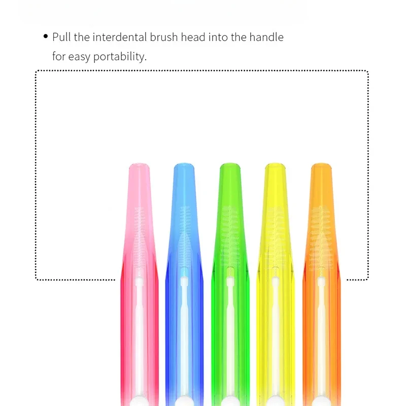 20Pcs 0.6-1.5mm Interdental Brushes Health Care Tooth Push-Pull Escova Removes Food And Plaque Better Teeth Oral Hygiene Tool