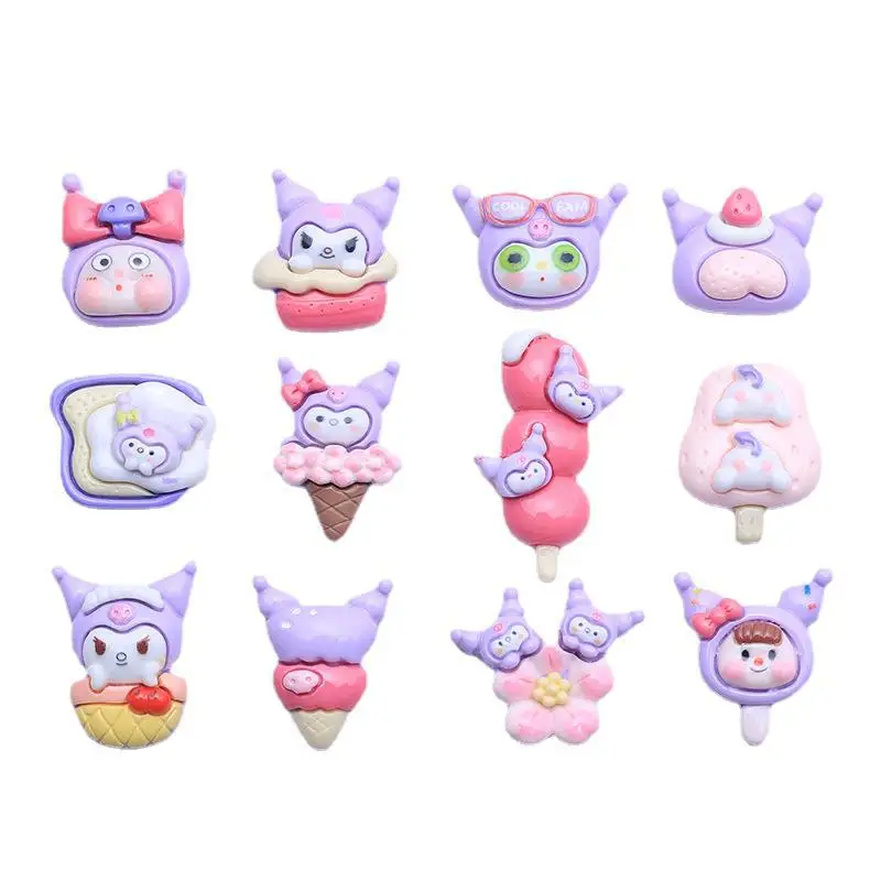 5 Stuks Schattige Sanrio Kuromi Cartoon Hars Flatback Diy Kawaii Hars Accessoires Ambachten Materialen Scrapbooking Versiering