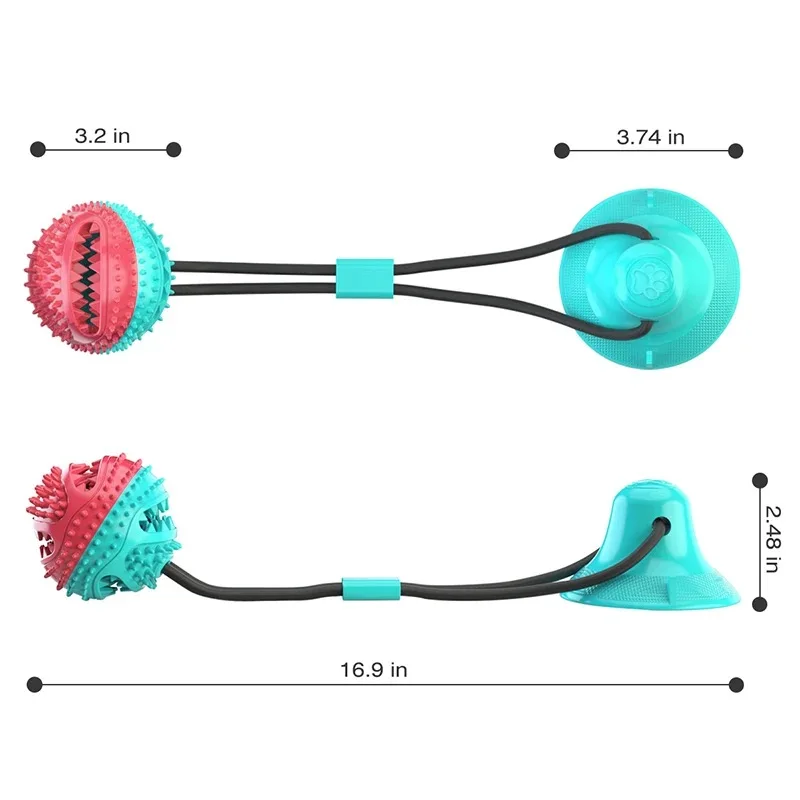 Jouet de dentition coule pour chiens de grande race, boule de guerre, UNIS issant mentalement, rouge et turquoise, TDPOF