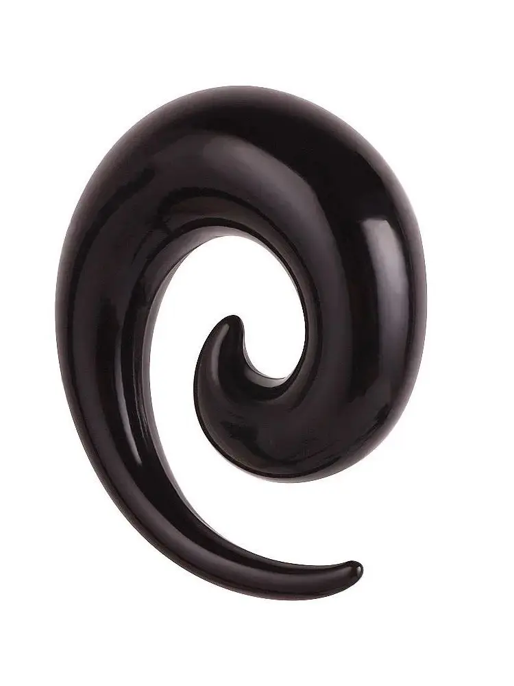 2PC Akrylowe czarne spiralne wskaźniki stożkowe do uszu Rozciąganie 1,6 mm-20 mm Zatyczka do uszu Tunel Ekspander do uszu Piercing Biżuteria do ciała dla kobiet mężczyzn — zdjęcie 2