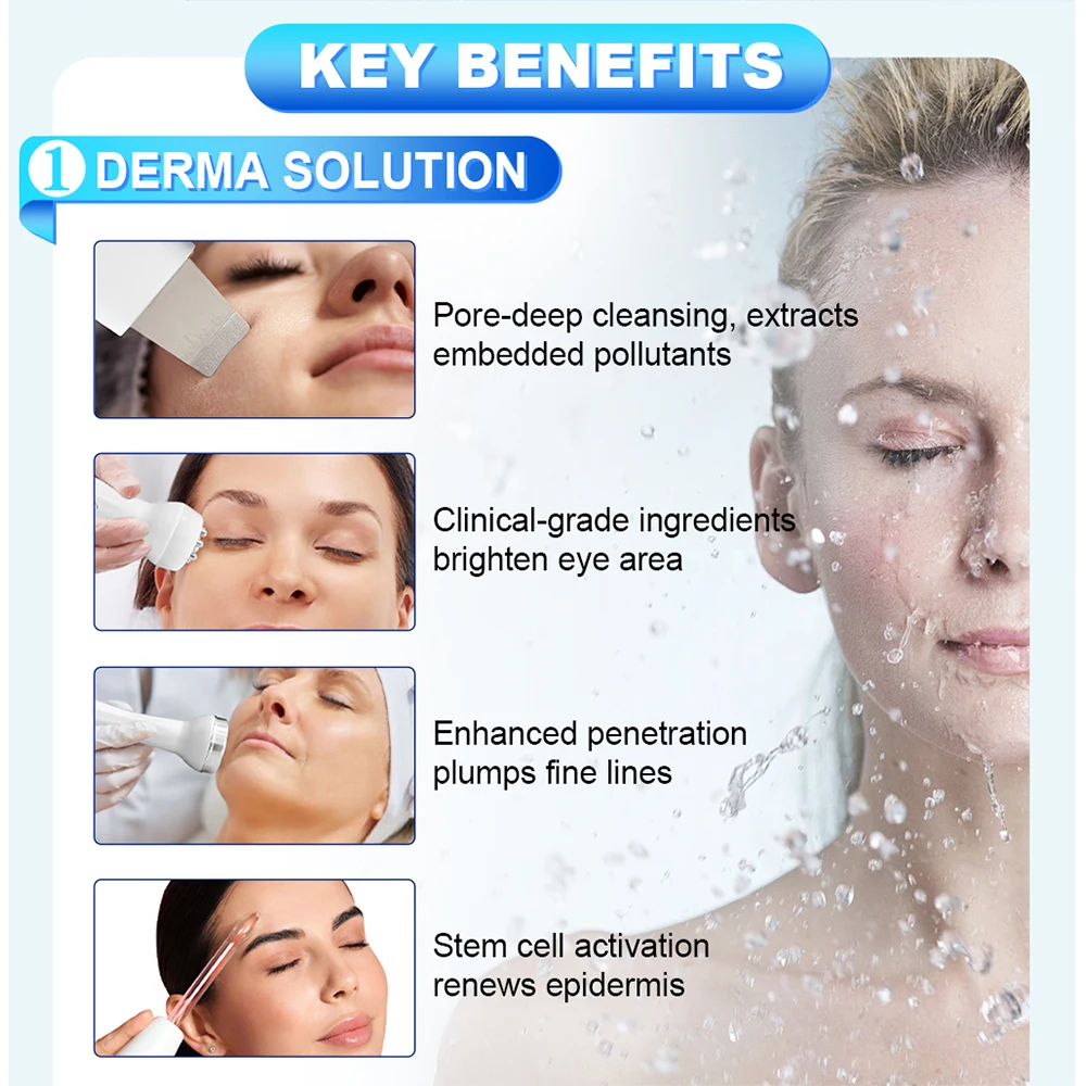 CE-geprüftes 9-in-1 H202 Small Bubble Oxgan Gesichtsgerät, Reinigung des Gesichts, Vacumm-Mitesser-Spritzpistole, Hydra-Spitzen für Salon und Zuhause