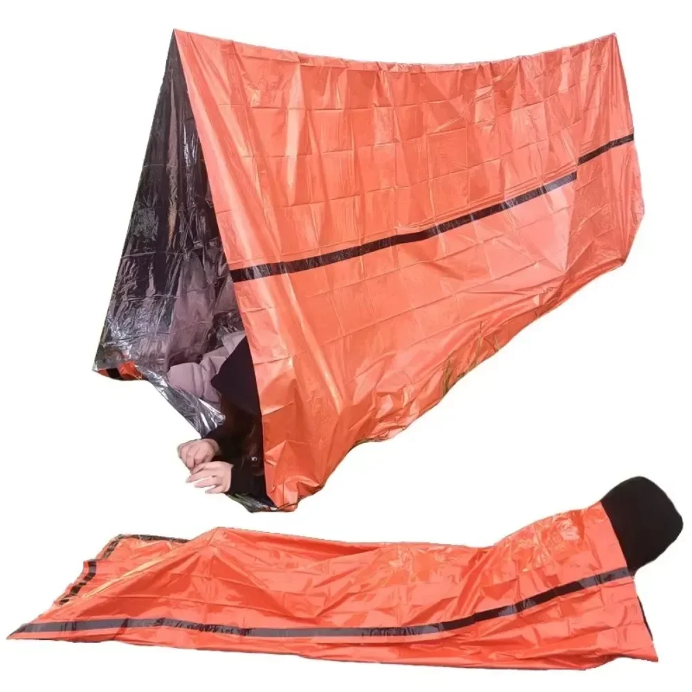 Emergency Blanket Tent Outdoor Survival First Aid Tactical Rescue Kit Windproof Waterproof Foil Thermal Tent for Camping Hiking