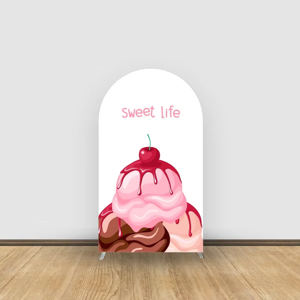 Mehofond-telón de fondo con arco de helado rosa, cubierta para fiesta de cumpleaños de niñas, decoración para Baby Shower, fondo Chiara de 2 lados