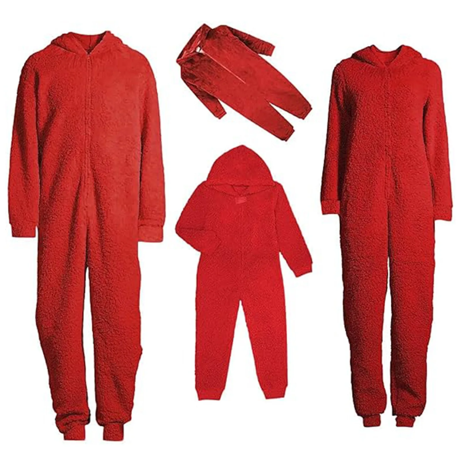 

Christmas Rompers Family Pajamas Xmas Matching Holiday Clothes Casual Solid Color Long Sleeve Warm Romper For Home Wear Clothing