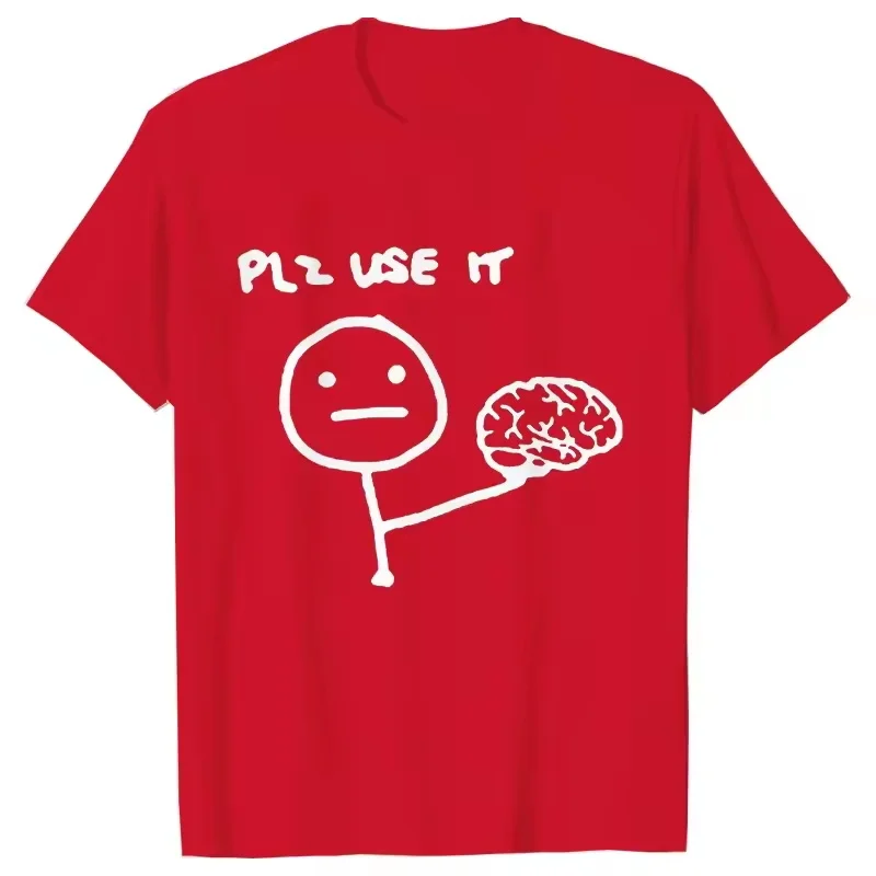 Funny Please Use This Your Brain Sarcasm T Shirts Funny Graphic Y2k Tops Streetwear Short Sleeve Harajuku Humor Joke Men T-shirt
