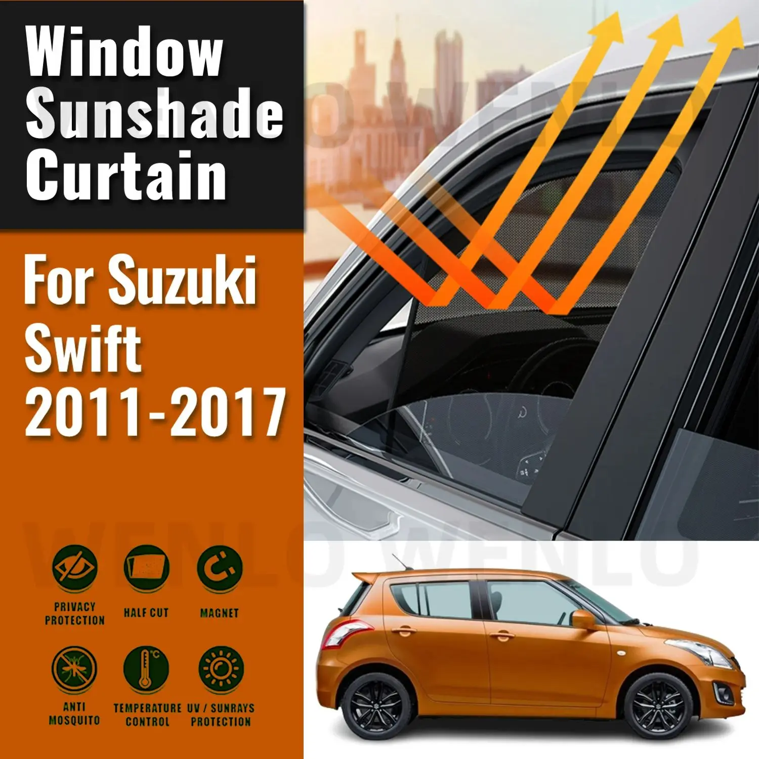 

For Suzuki Swift 2011 2012 2013 2014 2015 2016 2017 Car Window Sunshade Uv Protection Auto Curtain Sun Shade Visor Net Mesh