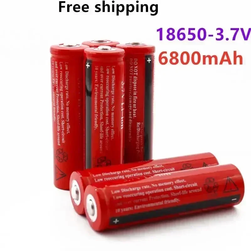 100% New 18650 battery 3.7V 6800mAh rechargeable liion battery for Led flashlight Torch batery litio battery