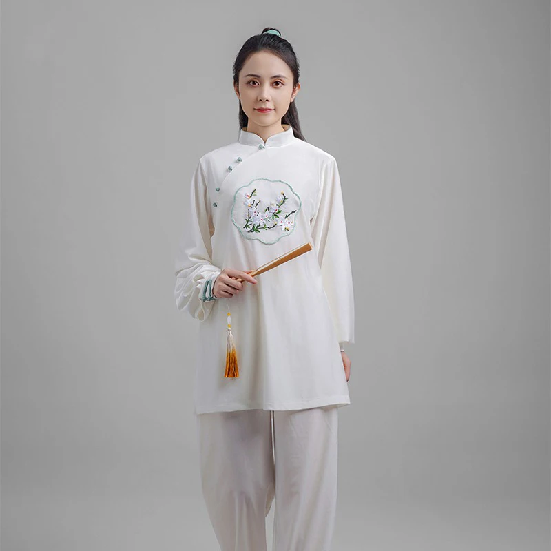 Kun Master verdicken Samt Taichi Uniform elegante Winter Kampfsport Anzug Stickerei Kung Fu Kleidung Taiji für Frauen