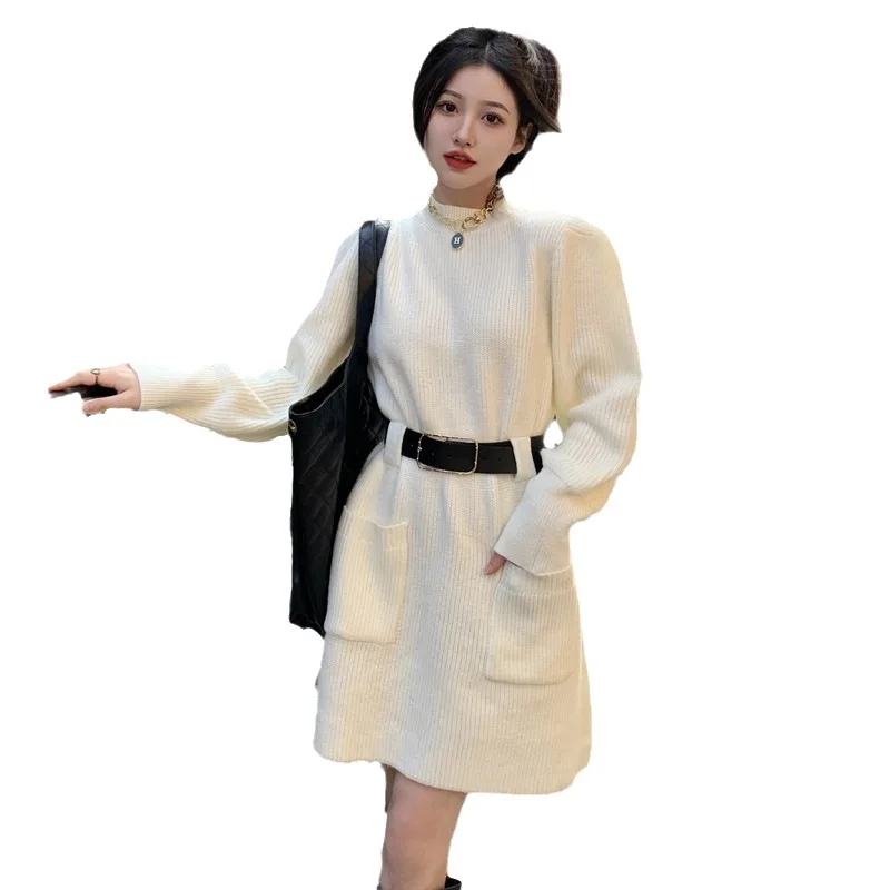 Vestidos femininos vestido elegante mulher 2025 outono lã pérola em camadas com nervuras cordão bolha homewear conforto aconchegante lazer fim de semana