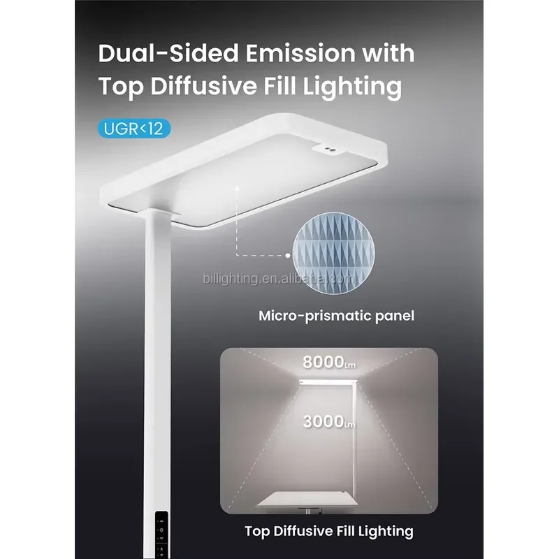 LED Floor Lamp Modern Scandinavian Design Simple Aluminum Vertical Light with Dimmer UGR Less Than 13 Flicker Free Suitable