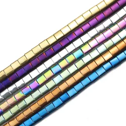 YHBZRET Natural Stone 2-Hole Gold Color Plated Hematite Square Spacer Loose Beads For Jewelry Making DIY Bracelet Pendents 5x5mm