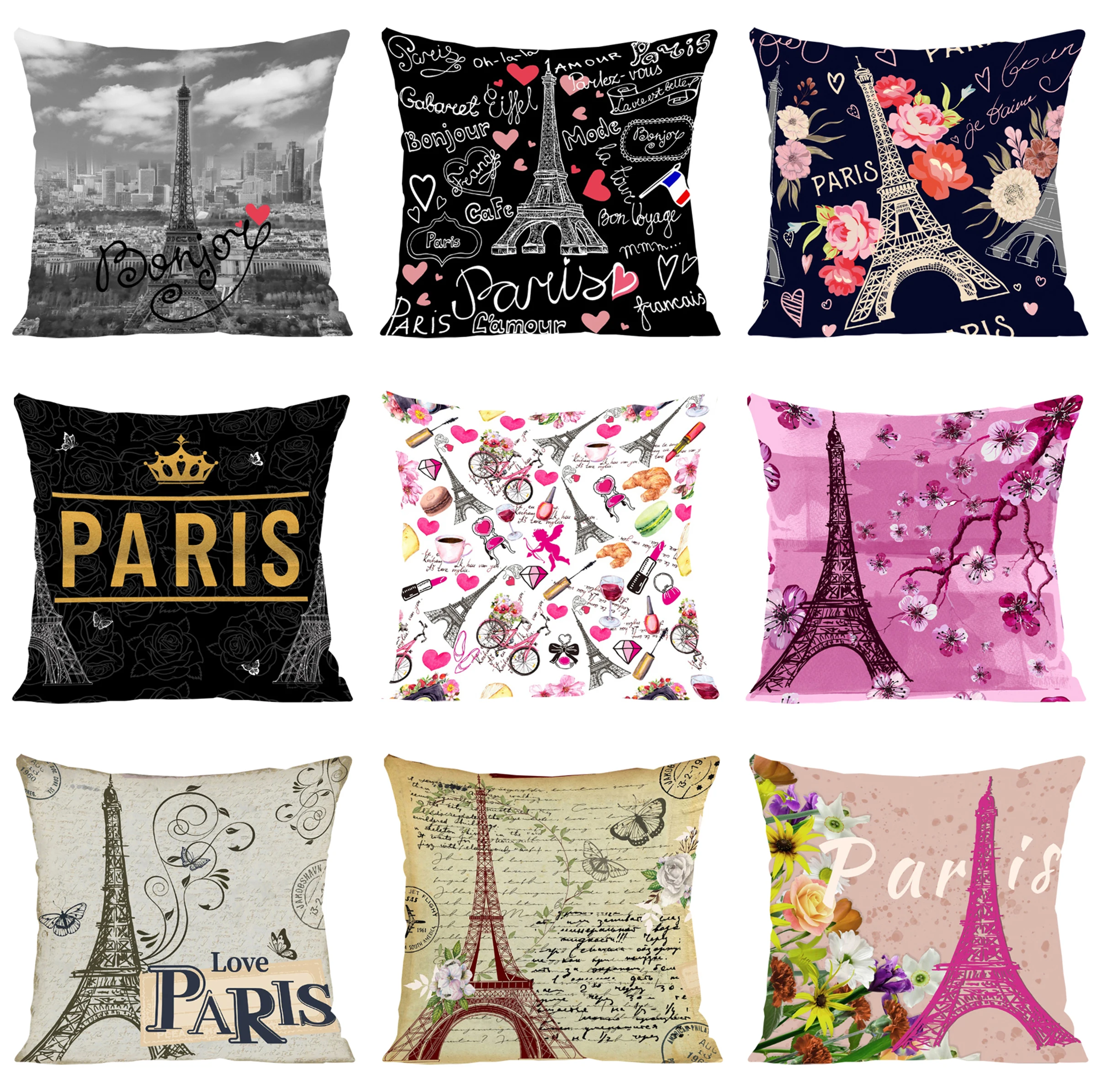 

Paris Tower Pillowcases for Pillows 45x45 Cushions Cover Home Decor Pillow Covers Decorative Luxury Cushion Cover Pillowcase Bed