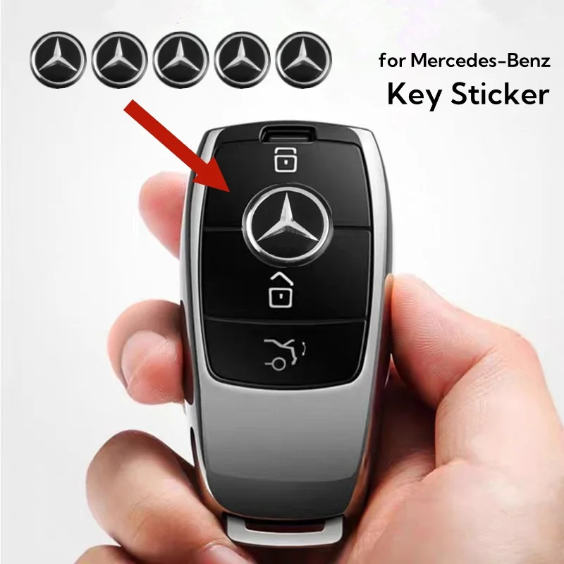 11mm/14mm Car Remote Key Sticker Aluminum Emblem Decal For Mercedes Benz B/C/E/S Class A Class C200L GLC GLK New CLA GLA