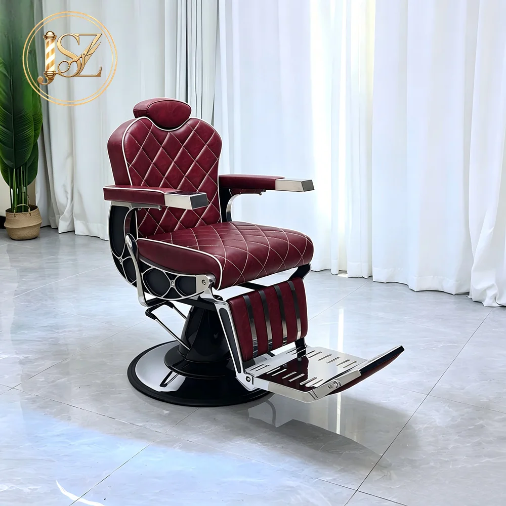 Ergonomic Vintage Hair Barber Chair Height Adjustable Recline Design PU Leather Seating Commercial Barbershop Equipment